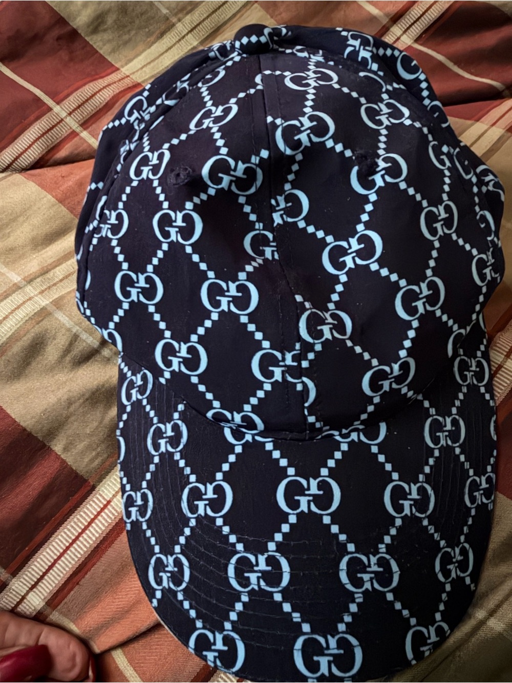 Gucci Navy & Light Blue GG Pattern Baseball Cap